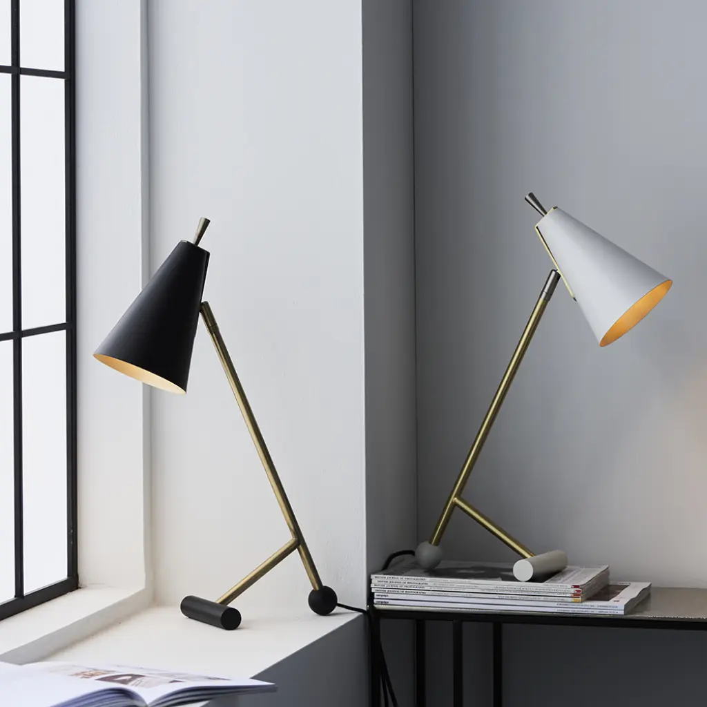Modern Black & Antique Brass Style Task Lamp