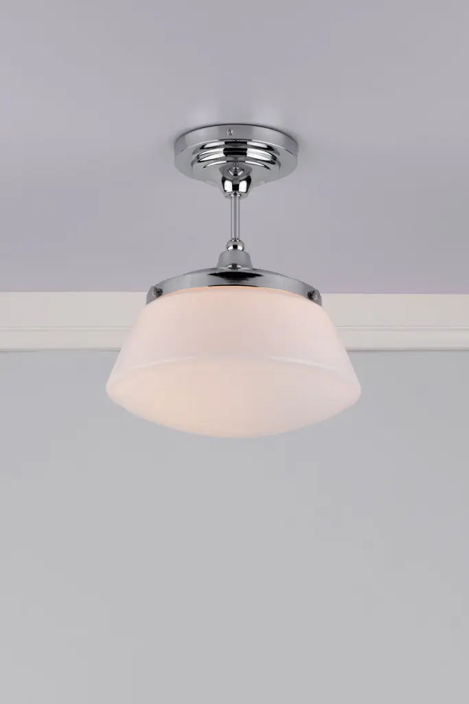 Caden Semi Flush Polished Chrome & Opal Glass IP44