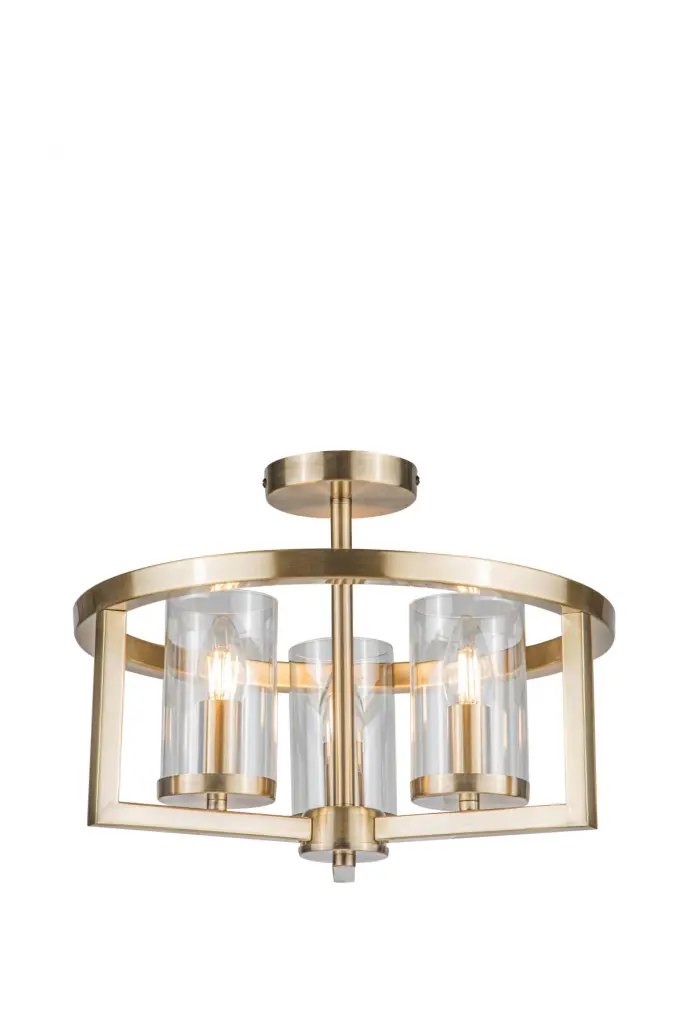 Costello 3 Light Antique Brass Semi Flush