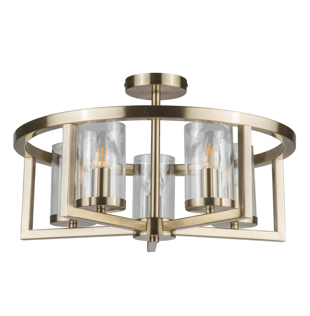 Costello 5 Light Antique Brass Semi Flush