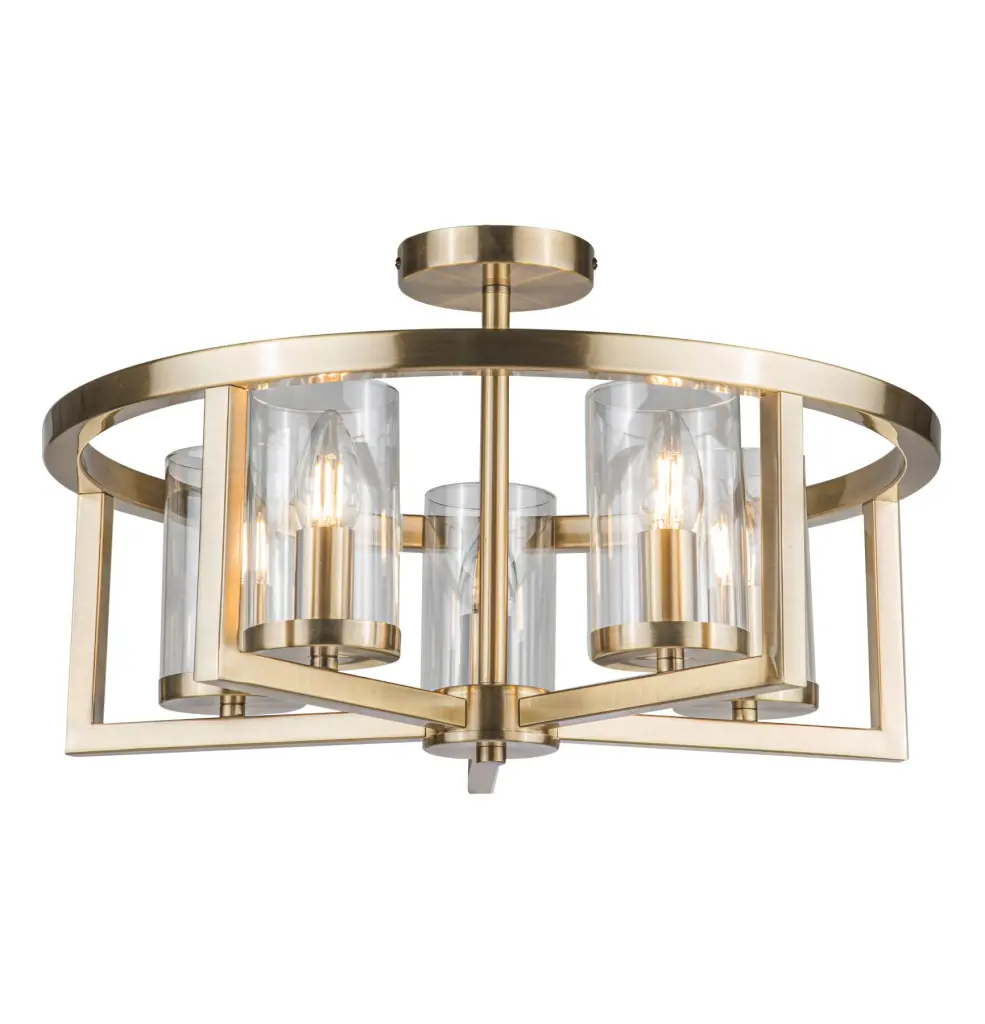 Costello 5 Light Antique Brass Semi Flush