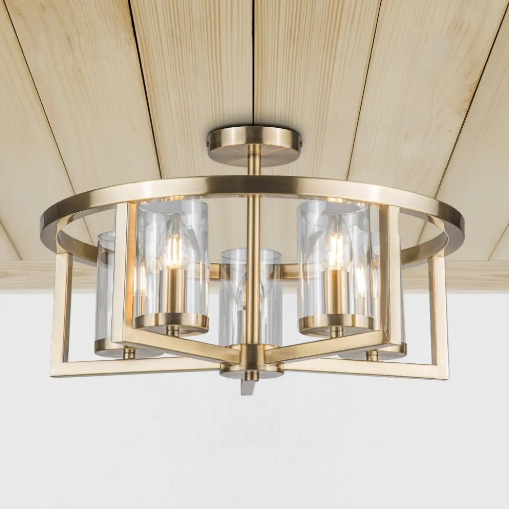 Costello 5 Light Antique Brass Semi Flush