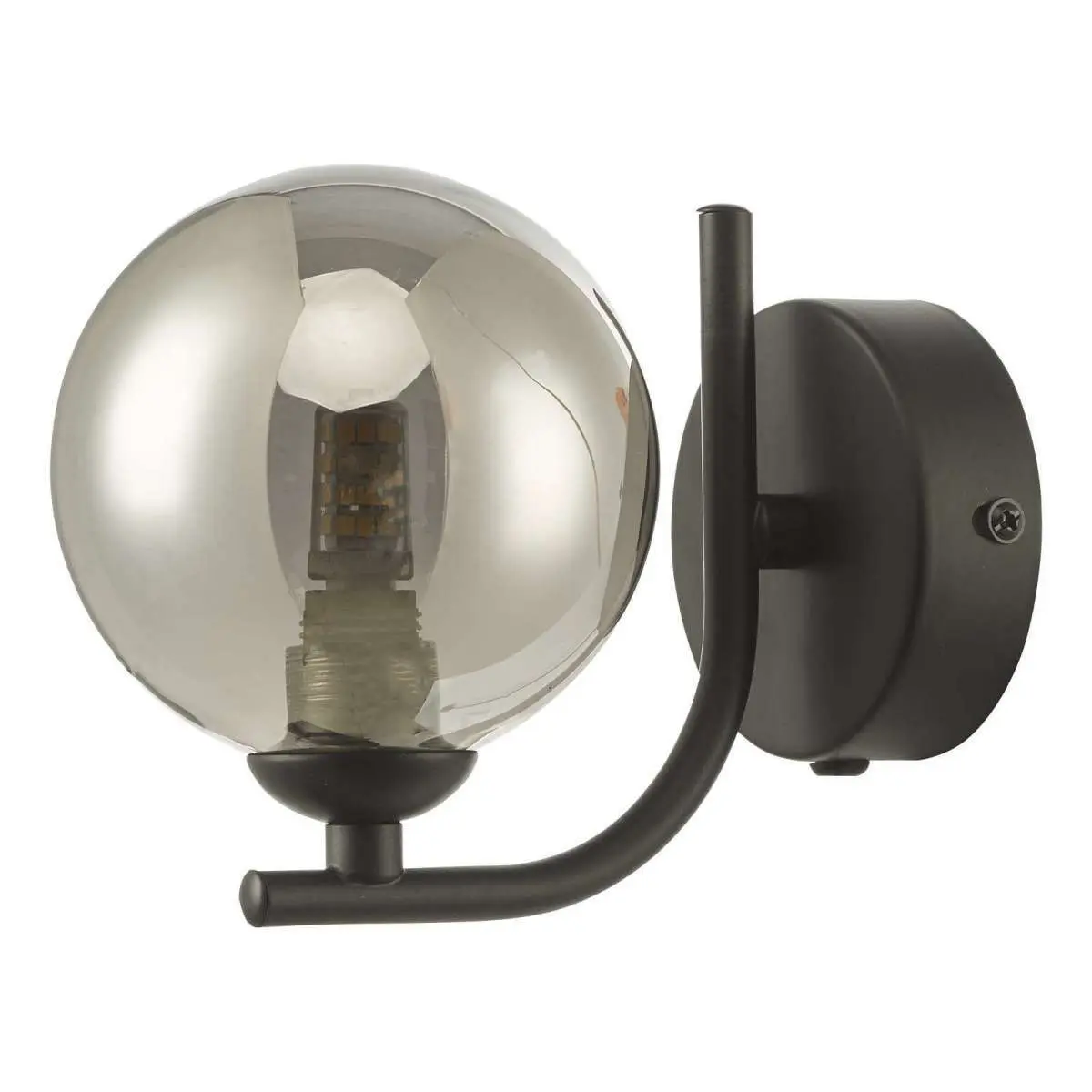 Cradle Matt Black Wall Light with Smoked Glass