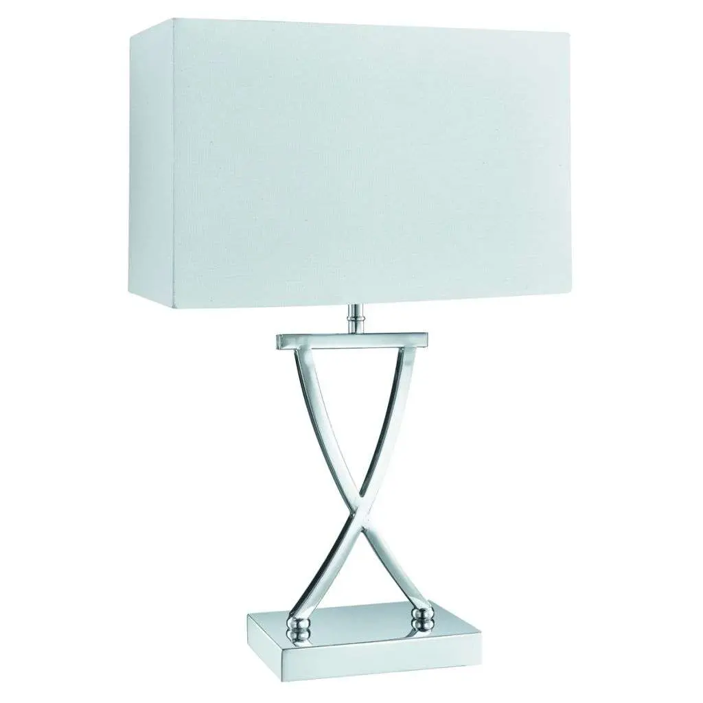Cross Polished Chrome Table Lamp With White Shade