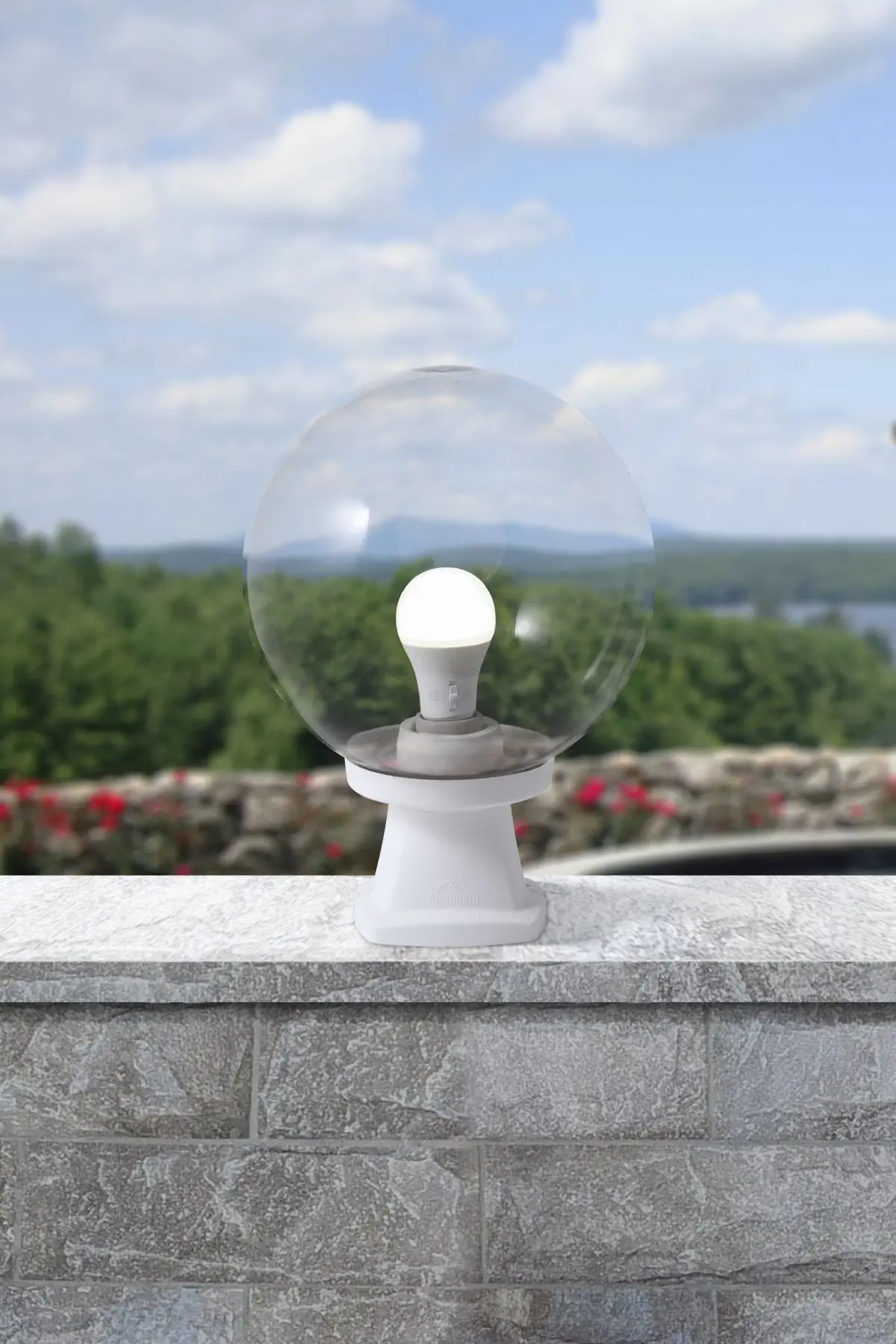 Disma Post Top Light with Clear Globe in Grey