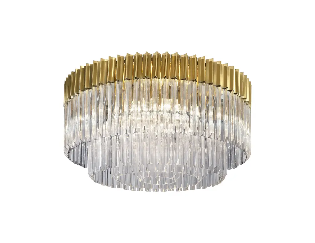 Donard Brass 12 Light Flush Fitting with Clear Glass