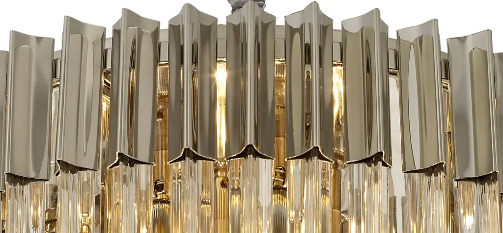 Donard Polished Nickel 8 Light Pendant with Clear Glass