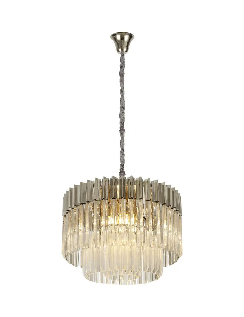 Donard Polished Nickel 8 Light Pendant with Clear Glass