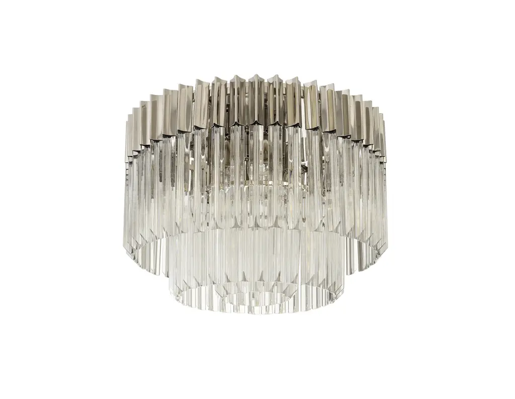 Donard Polished Nickel 7 Light Flush Fitting with Clear Glass