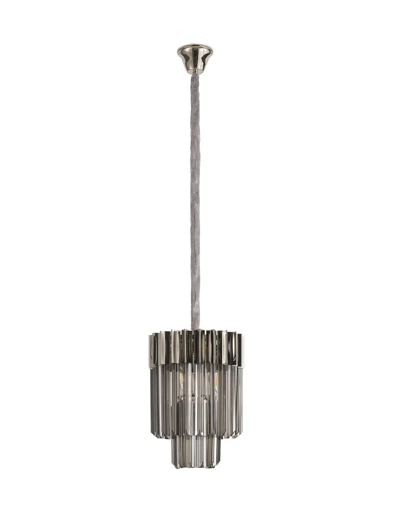 Donard Polished Nickel 4 Light Pendant with Smoked Glass