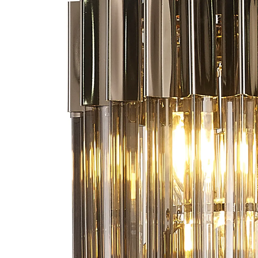 Donard Polished Nickel 4 Light Pendant with Smoked Glass