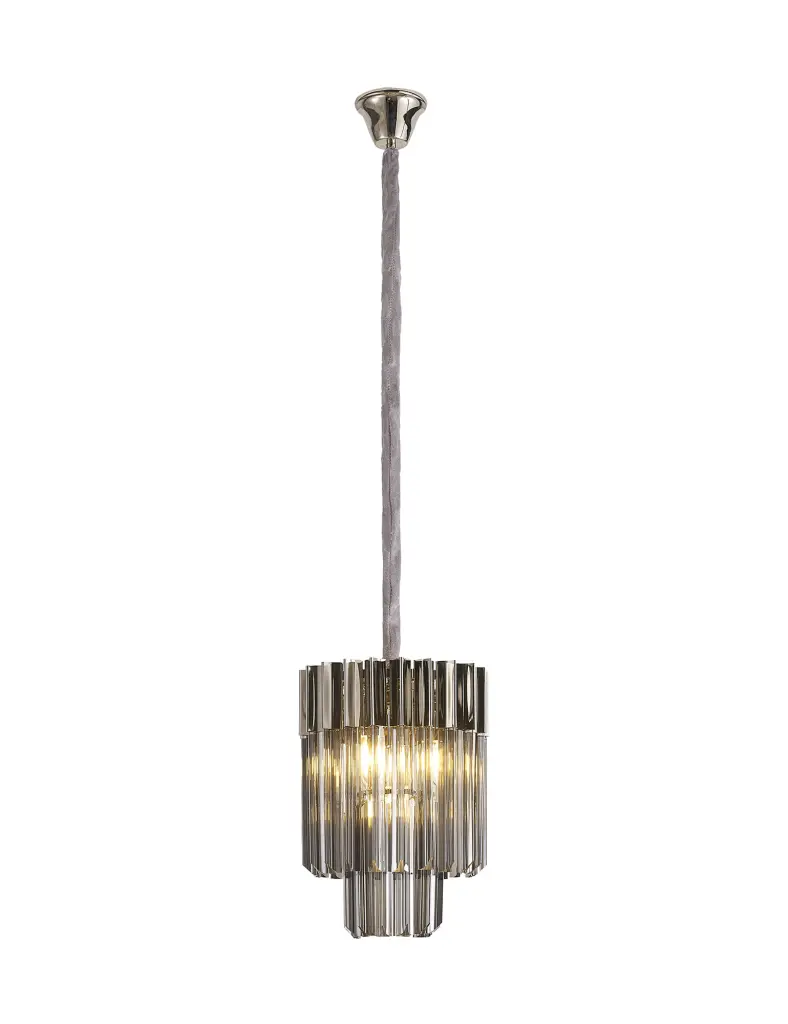Donard Polished Nickel 4 Light Pendant with Smoked Glass