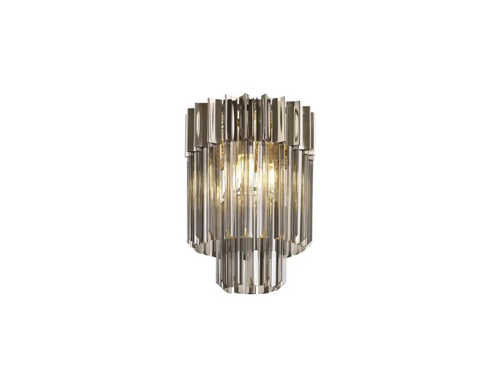 Donard Polished Nickel 3 Light Flush Fitting with Smoked Glass