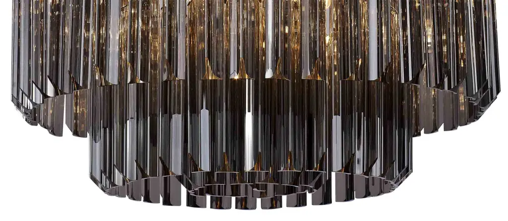 Donard Polished Nickel 7 Light Flush Fitting with Smoked Glass