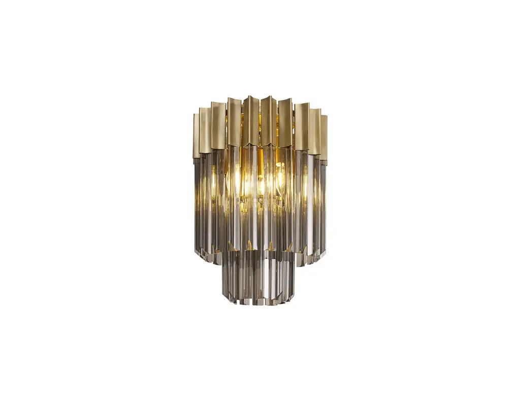 Donard Brass 3 Light Flush Fitting with Smoked Glass