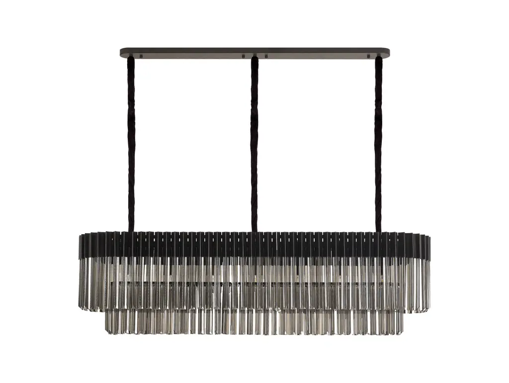 Donard Matt Black 7 Light Bar Pendant with Smoked Glass