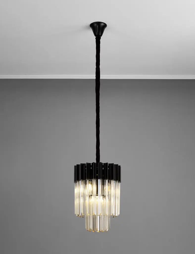 Donard Matt Black 4 Light Pendant with Cognac Glass