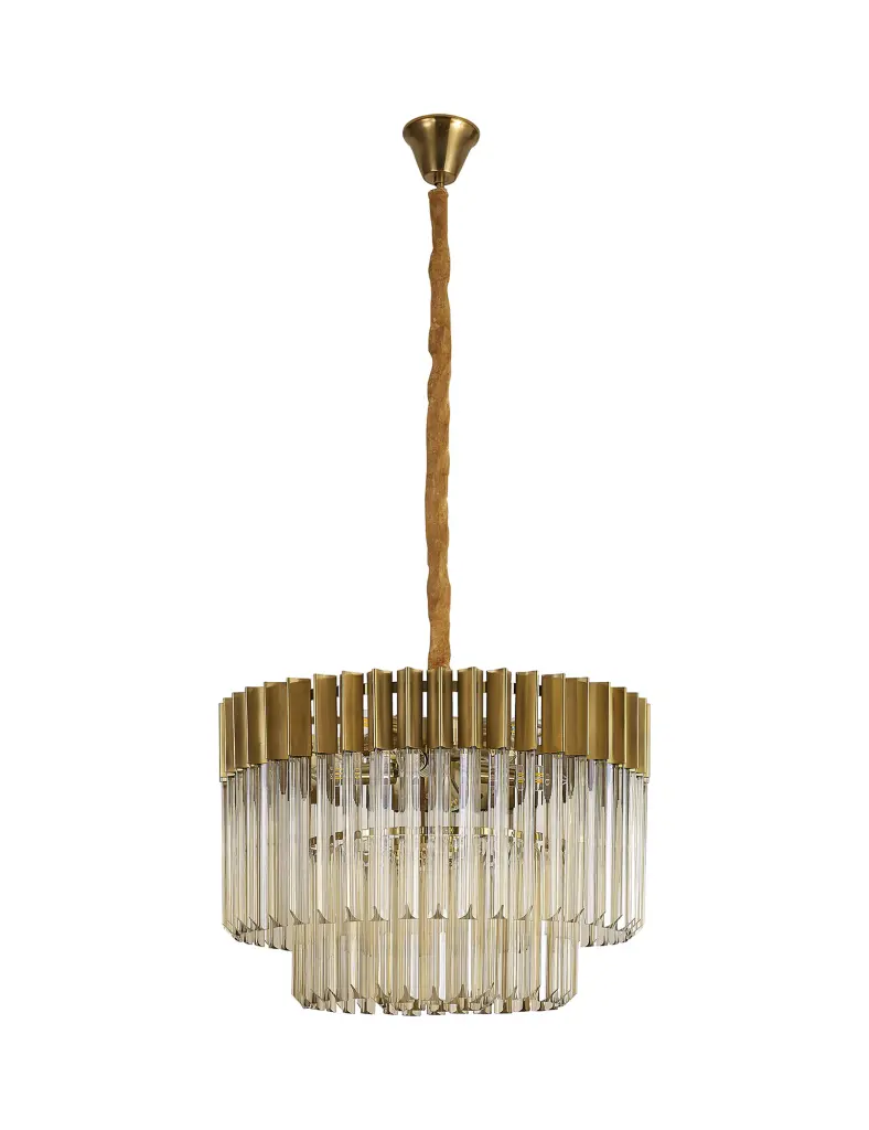 Donard Brass 8 Light Pendant with Cognac Glass