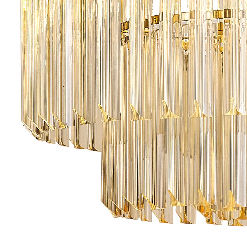 Donard Brass 8 Light Pendant with Cognac Glass