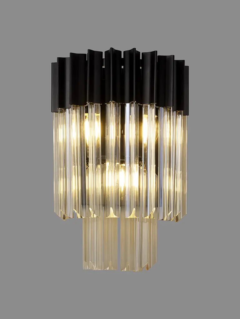 Donard Matt Black Wall Light with Cognac Glass