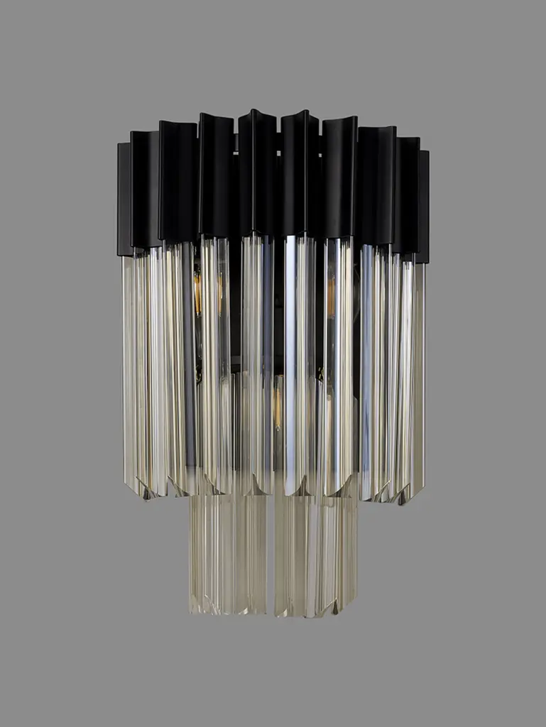 Donard Matt Black Wall Light with Cognac Glass