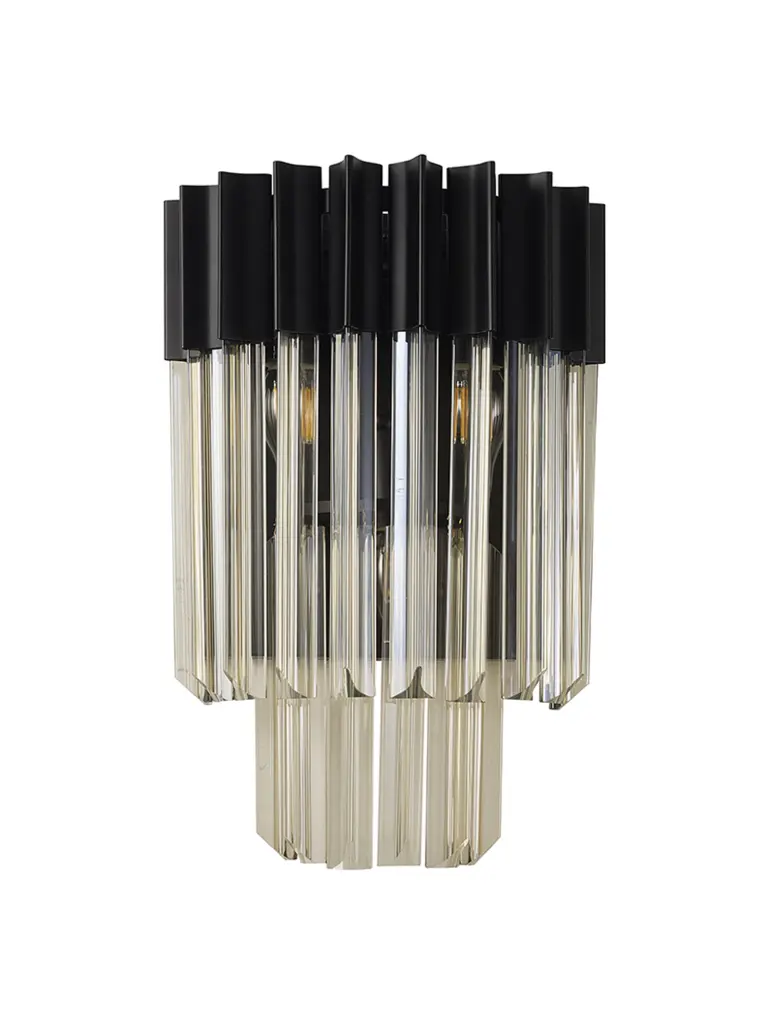 Donard Matt Black Wall Light with Cognac Glass