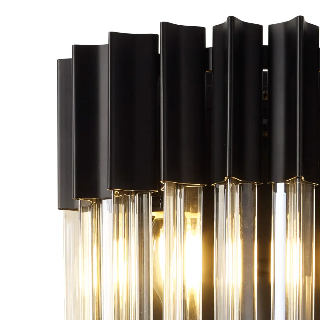 Donard Matt Black Wall Light with Cognac Glass