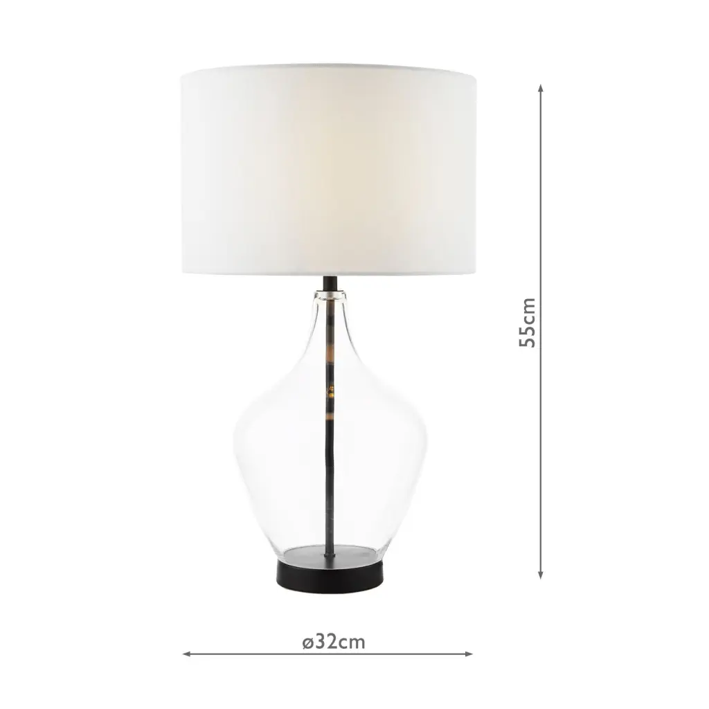 Drago Black & Glass Table Lamp C/W Shade