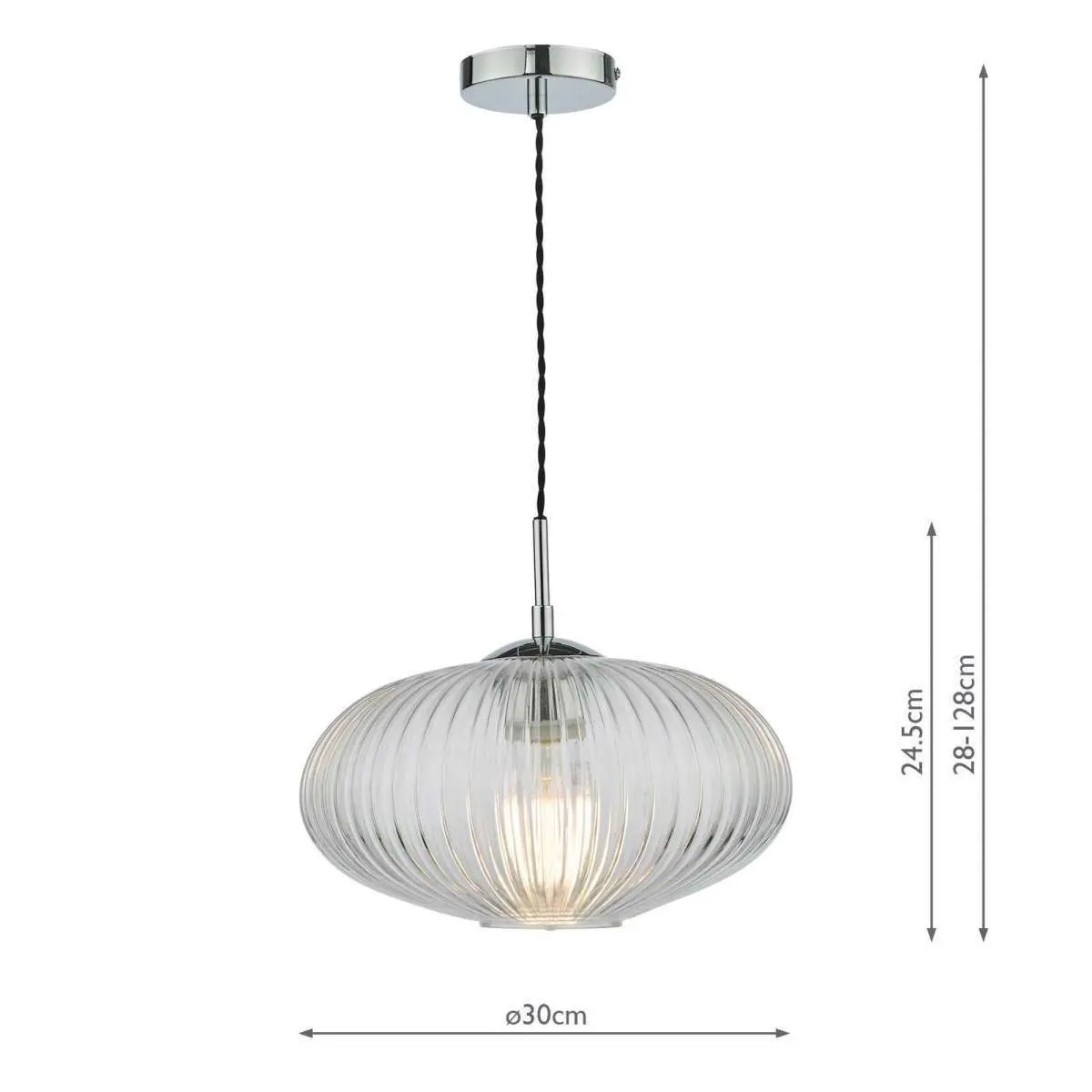 Edmond Single Pendant in Polished Chrome & Ribbed Glass