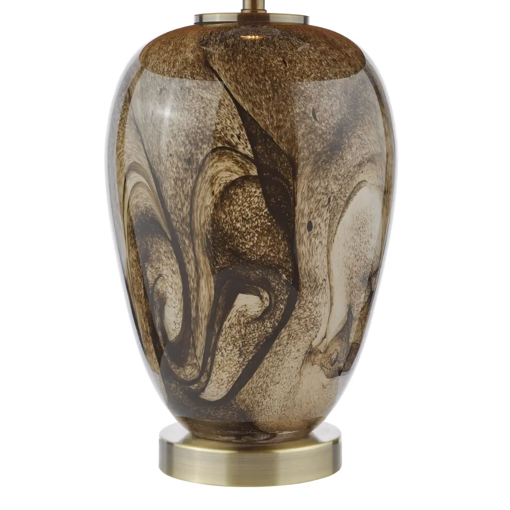 Egas Brown & Marble Table Lamp C/W Shade