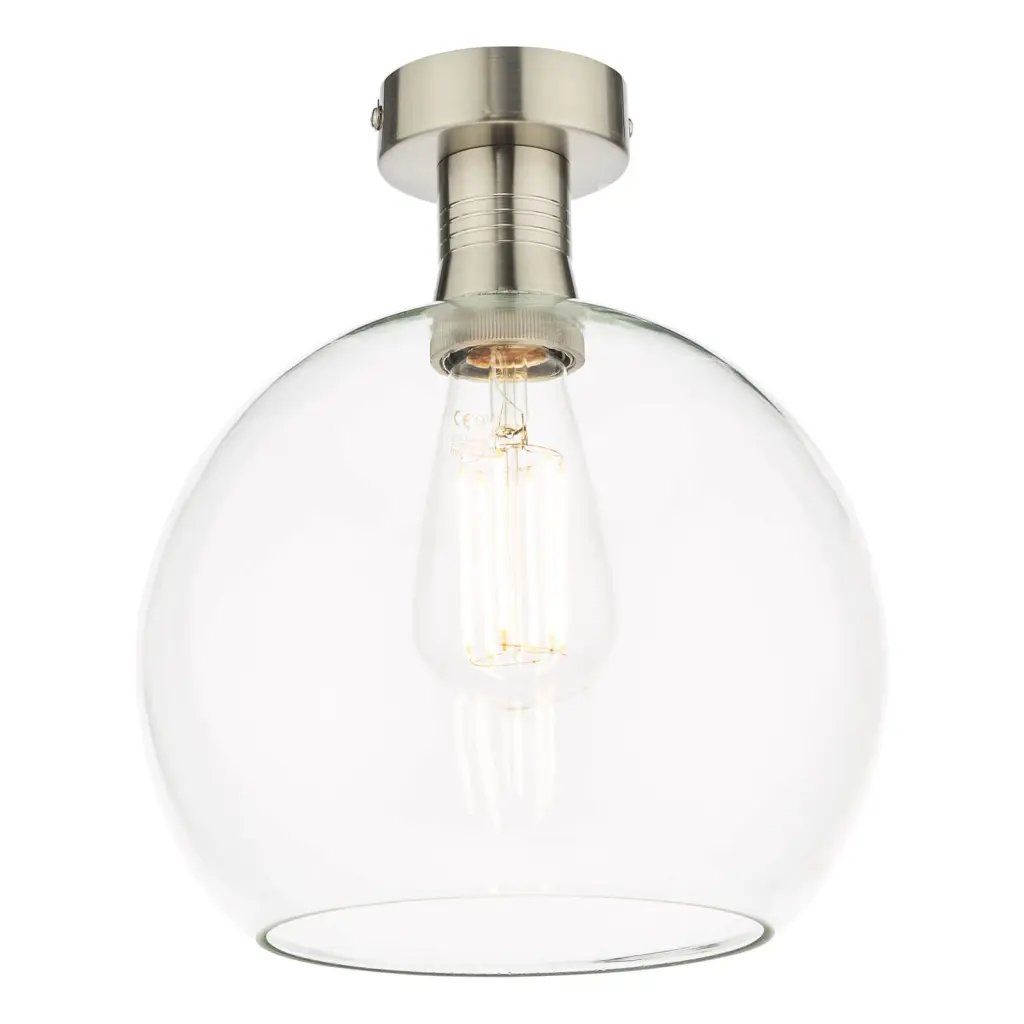 Emerson Antique Chrome Semi Flush with Round Clear Glass