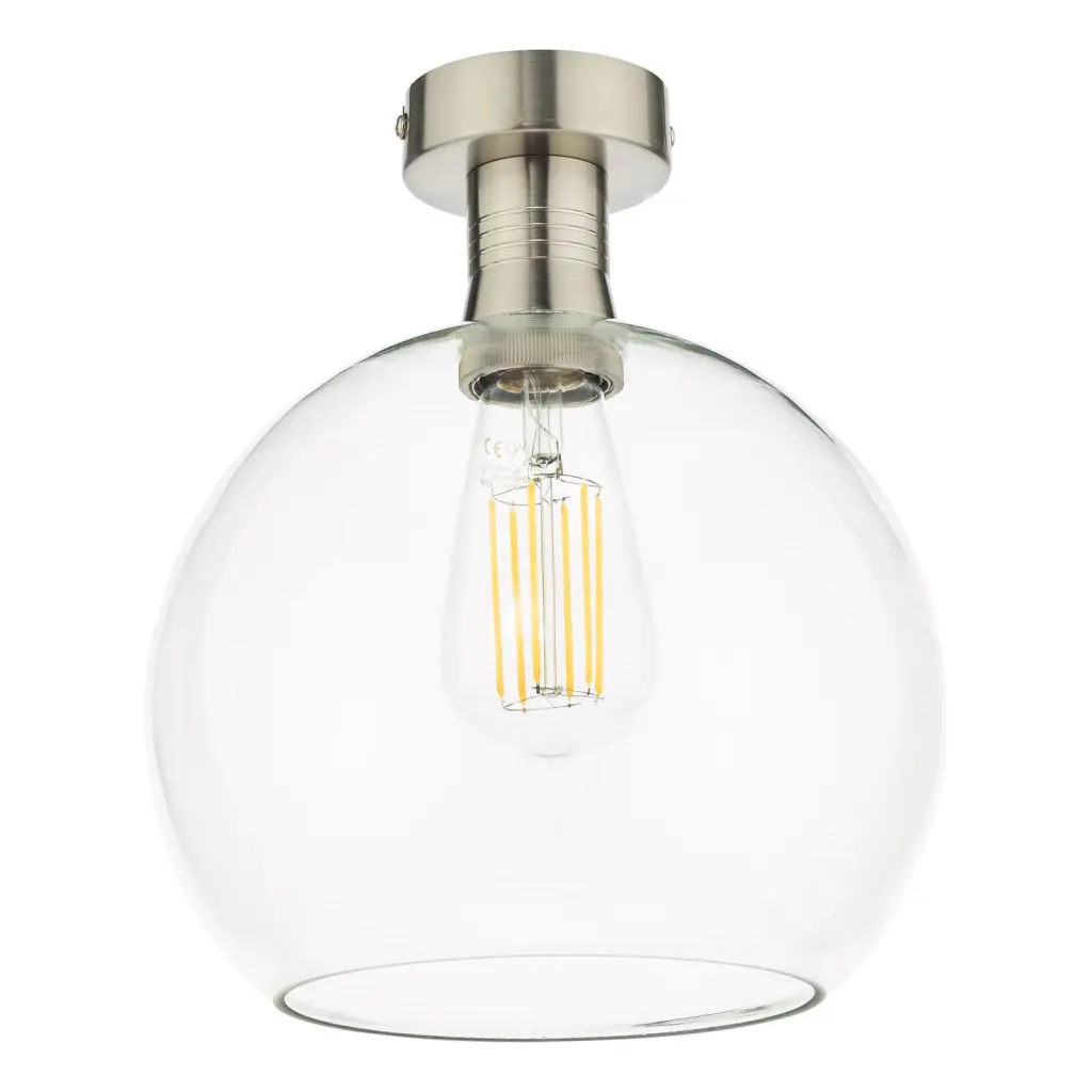 Emerson Antique Chrome Semi Flush with Round Clear Glass