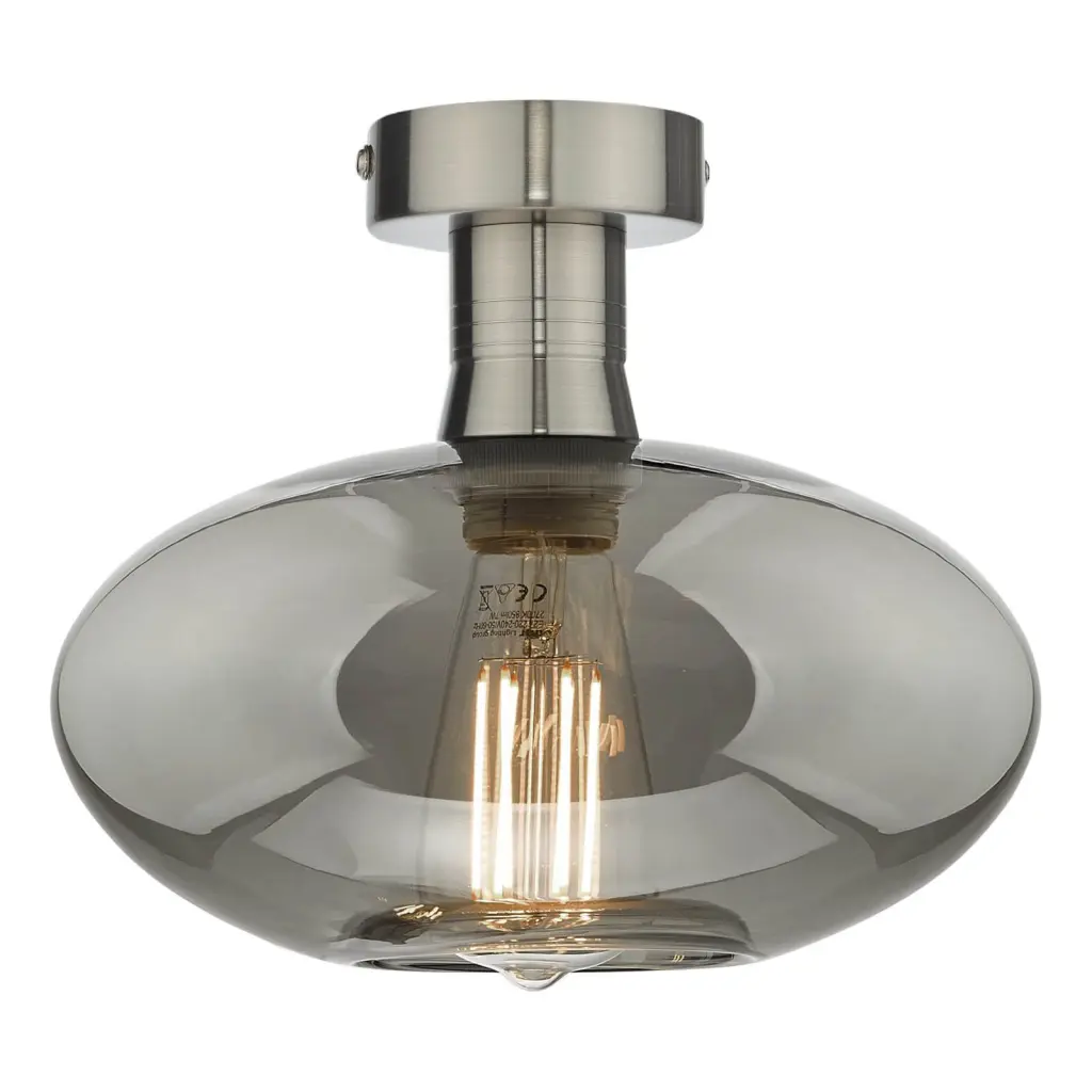 Emerson Antique Chrome Semi Flush with Smoked Glass
