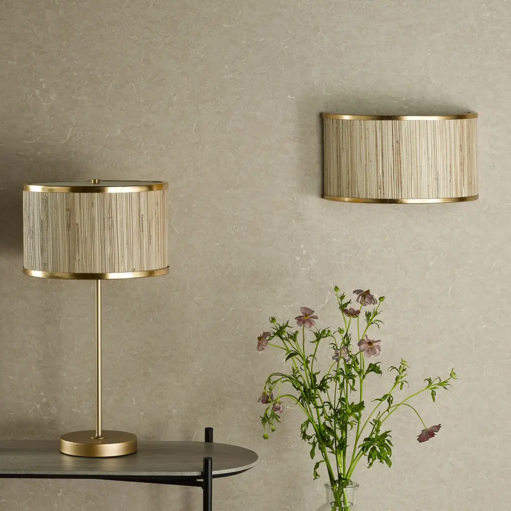 Fenella Table Lamp in Golf Leaf & Seagrass