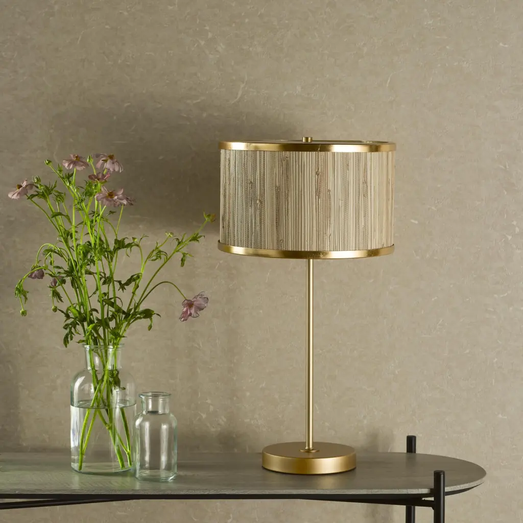 Fenella Table Lamp in Golf Leaf & Seagrass