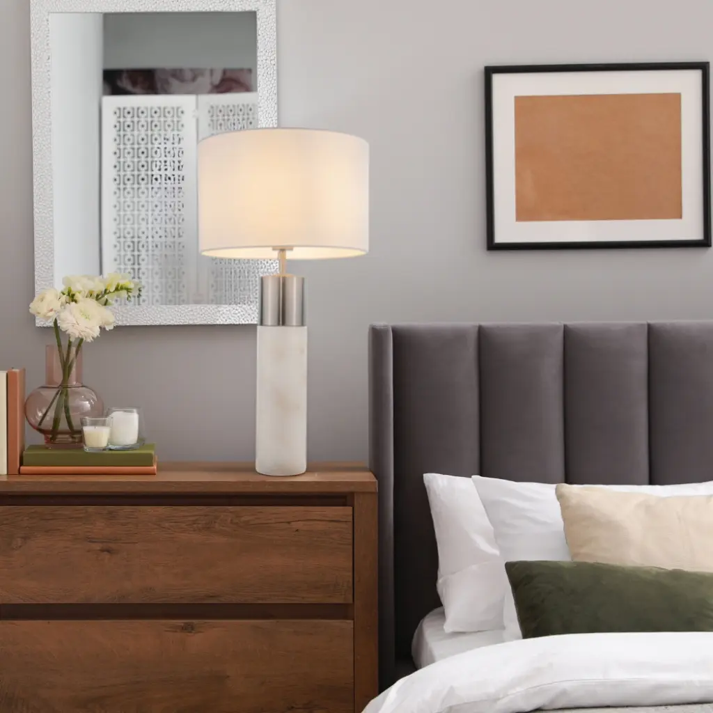 Freya Satin Chrome Table Lamp C/W Shade