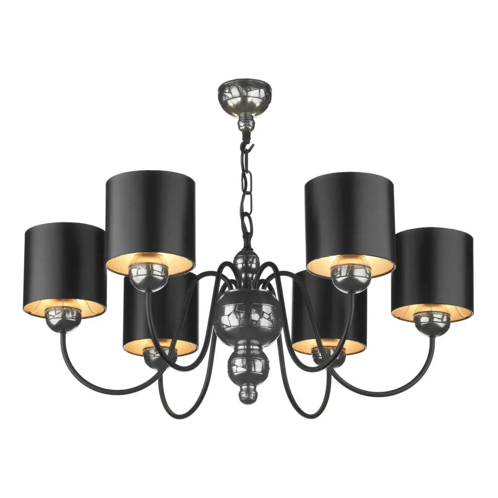 Garbo 6 Light Pendant Pewter complete with Bespoke Shades