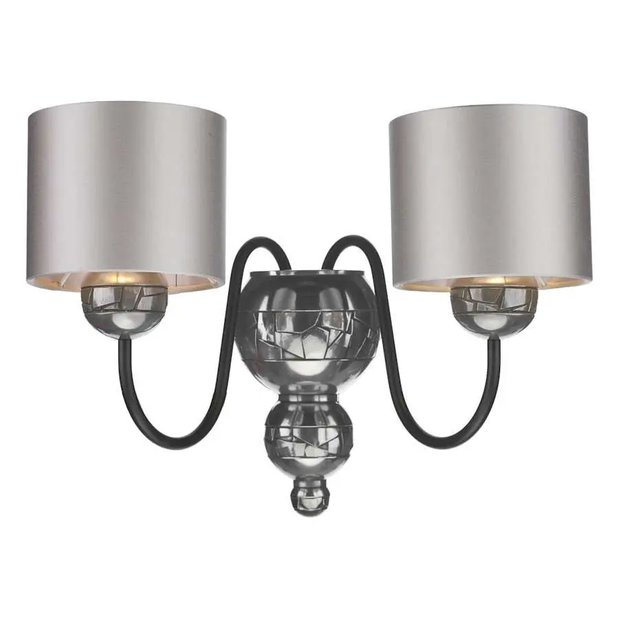 Garbo Double Wall Bracket Pewter complete with Bespoke Shades