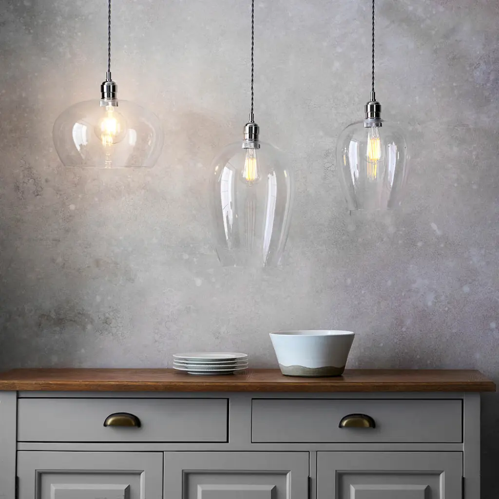 Molly Polished Nickel Clear Glass Bowl Pendant