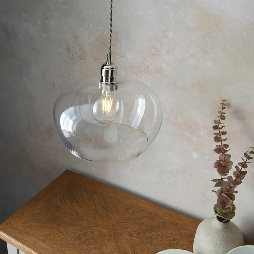 Molly Polished Nickel Clear Glass Bowl Pendant