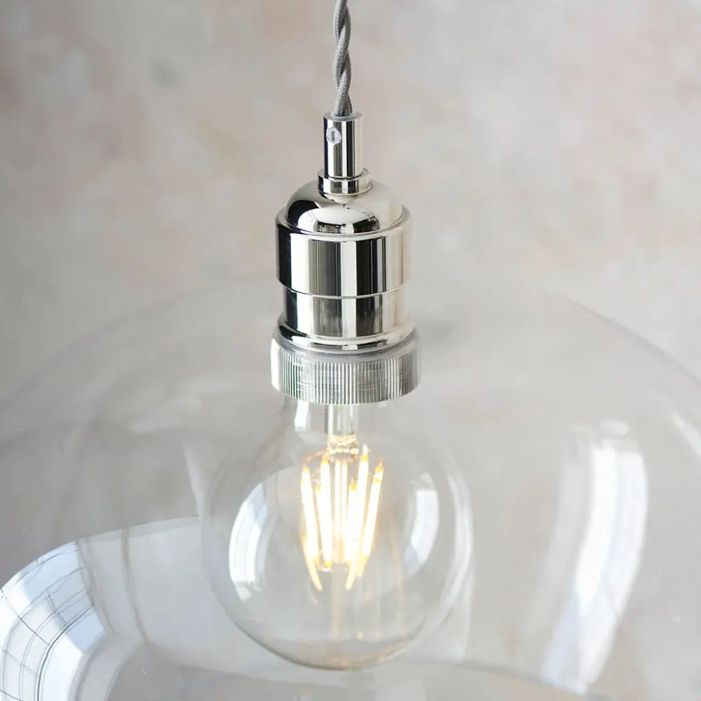 Molly Polished Nickel Clear Glass Bowl Pendant