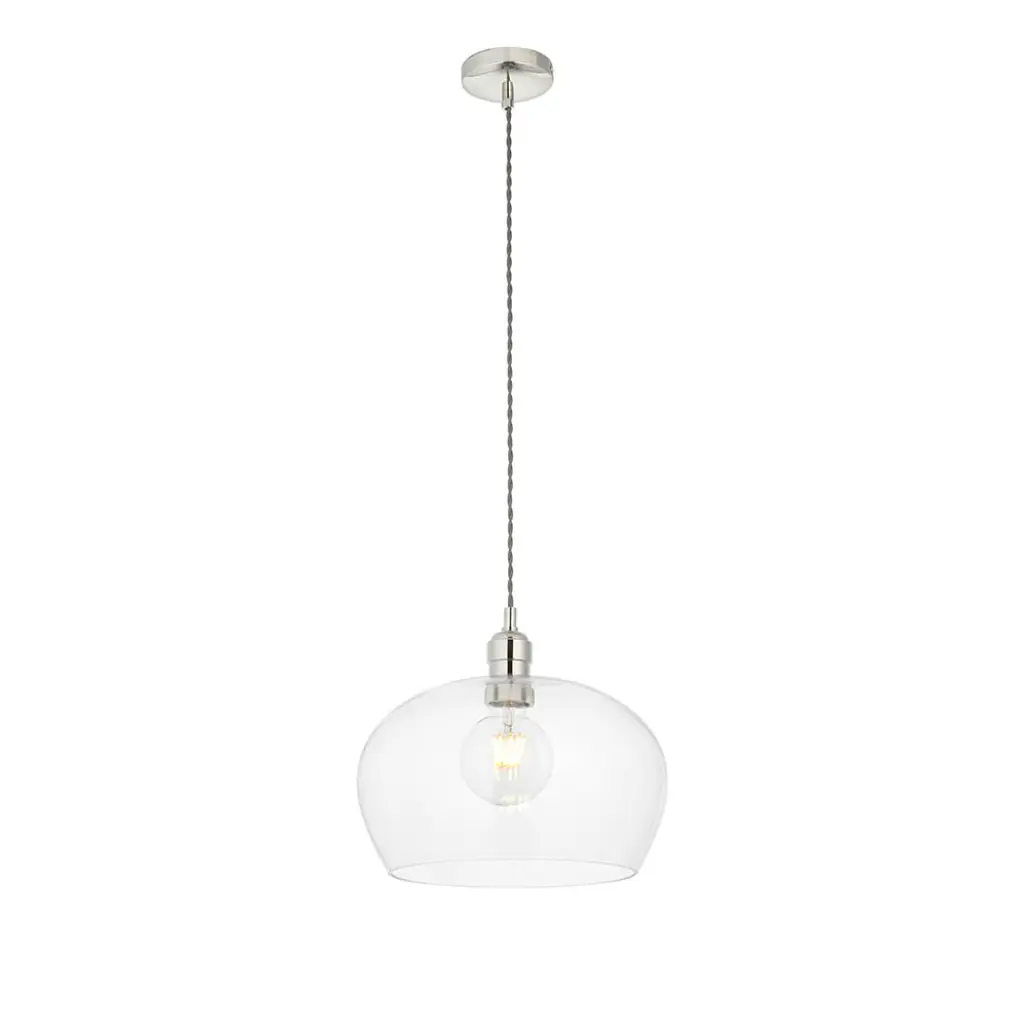 Molly Polished Nickel Clear Glass Bowl Pendant