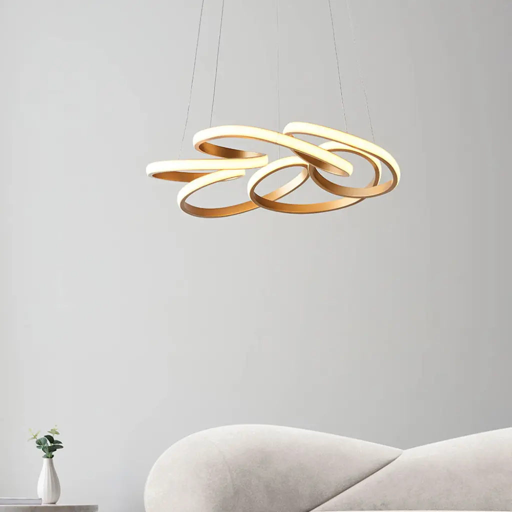 Multi Spiral Satin Gold LED Pendant