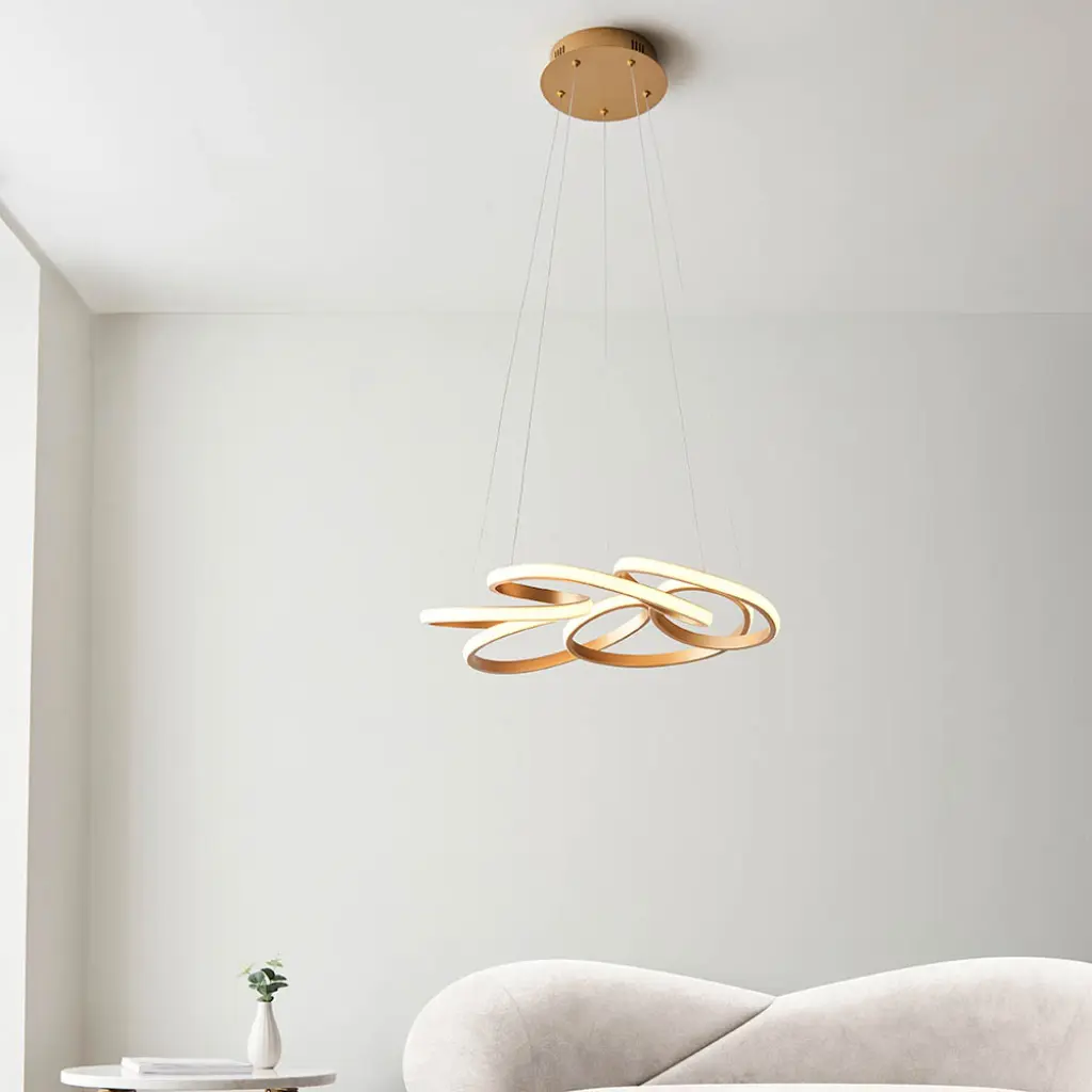 Multi Spiral Satin Gold LED Pendant