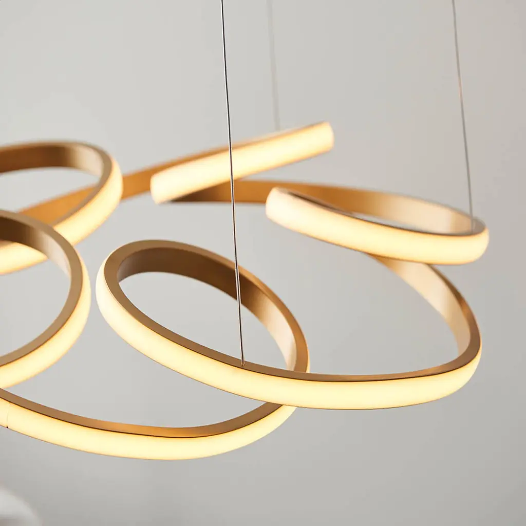 Multi Spiral Satin Gold LED Pendant