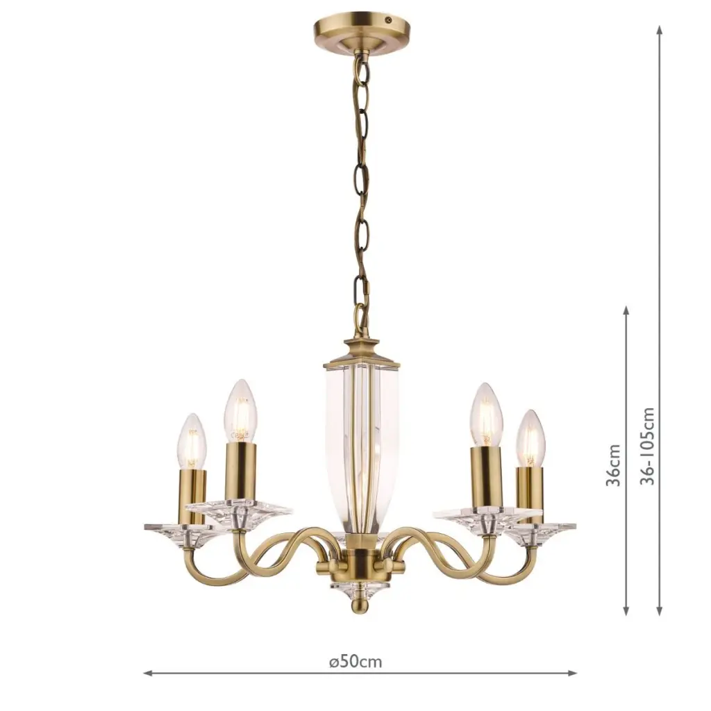 Carson 5 Light Antique Brass Chandelier