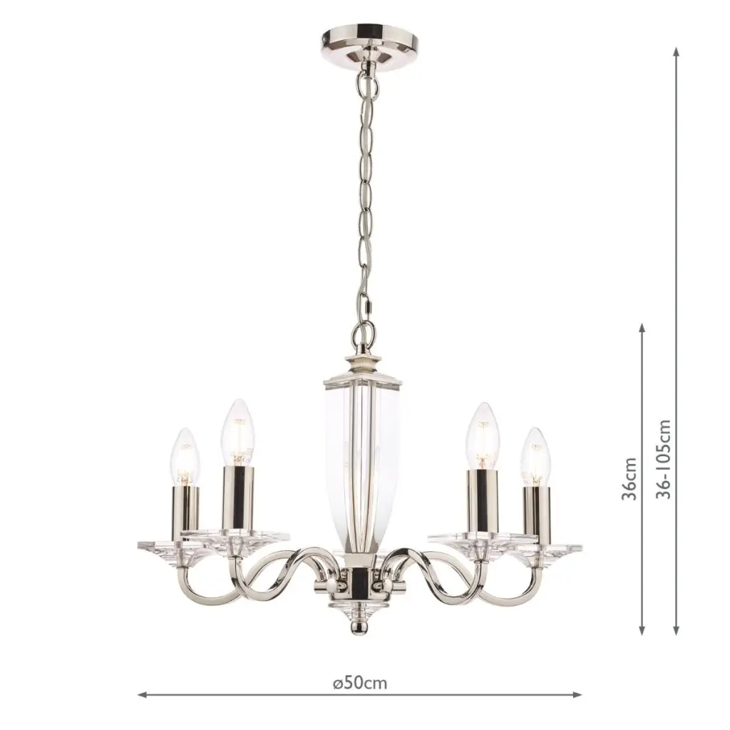 Carson 5 Light Polished Nickel Chandelier