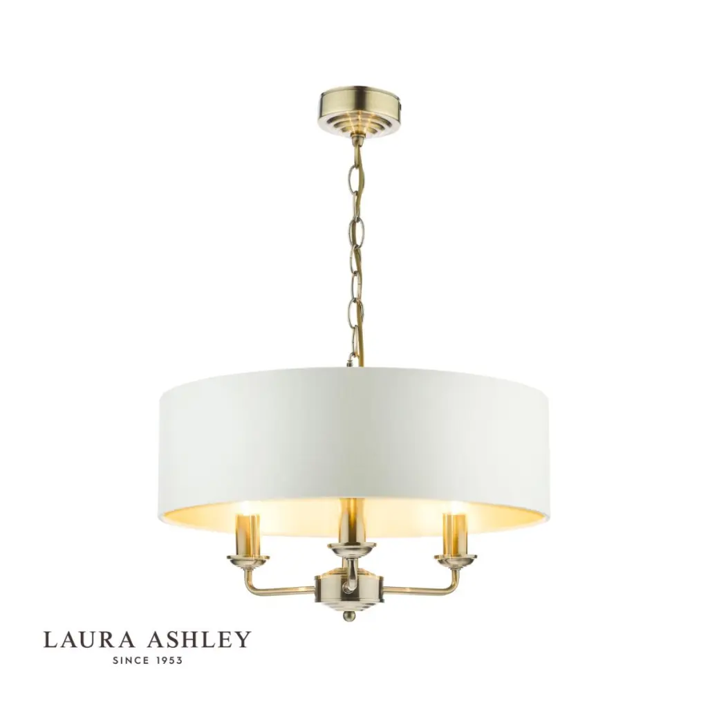Sorrento 3 Light Pendant Antique Brass With Ivory Shade