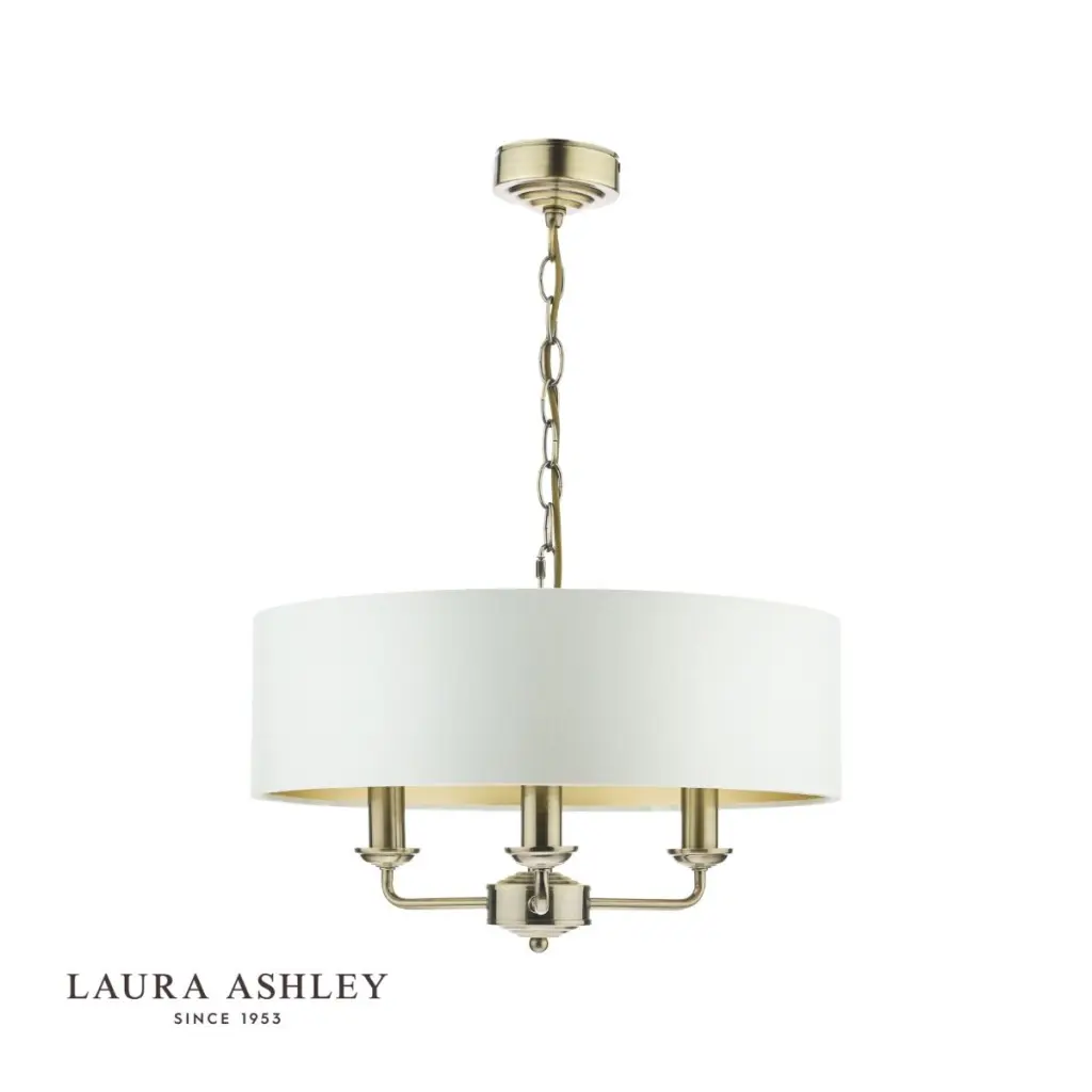 Sorrento 3 Light Pendant Antique Brass With Ivory Shade