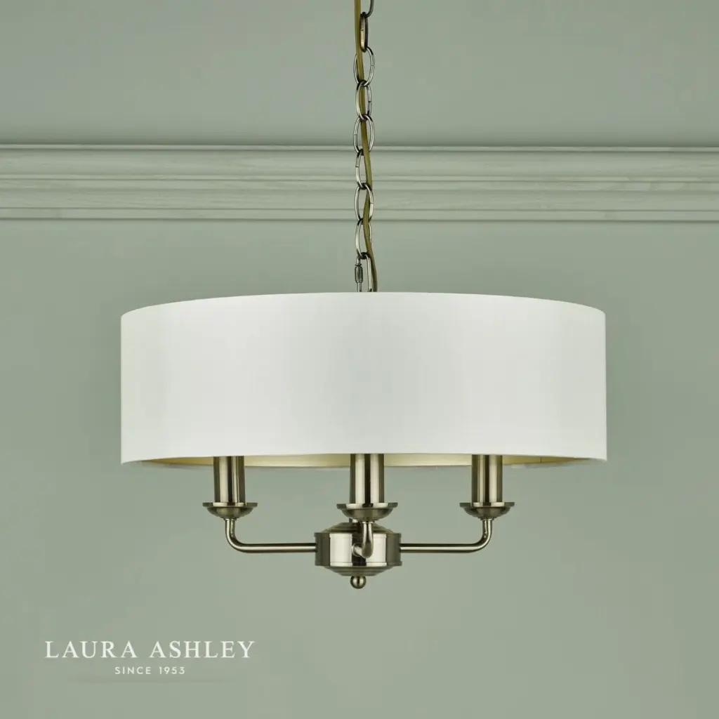 Sorrento 3 Light Pendant Antique Brass With Ivory Shade